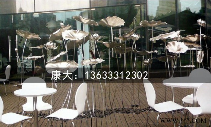 昆明康大雕塑定制荷花不銹鋼電鍍雕塑房地產電鍍荷葉雕塑