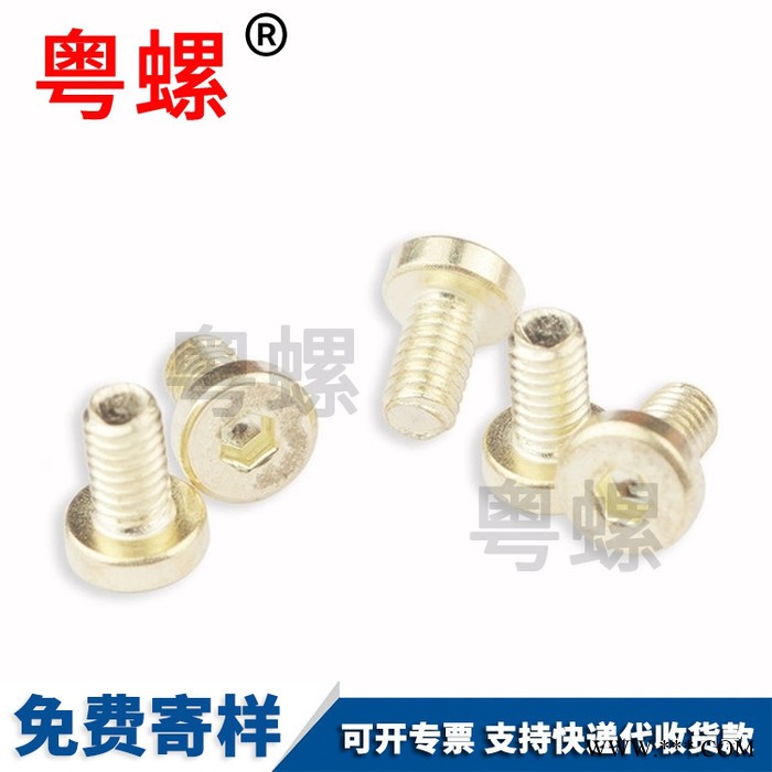 深圳供應商供應內六角螺絲 碳鋼電鍍金色M2.54.5平頭內六角螺絲 定制